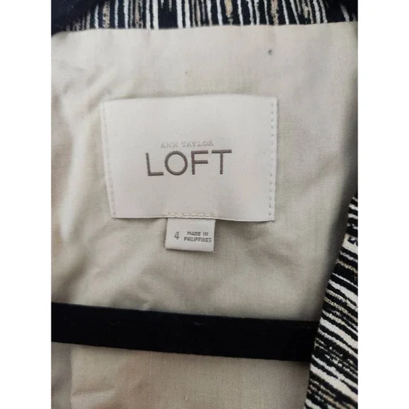 Ann Taylor Loft Womens Blazer Jacket Multicolor Striped Buttons Pleated Linen‎ 4 - Picture 5 of 6